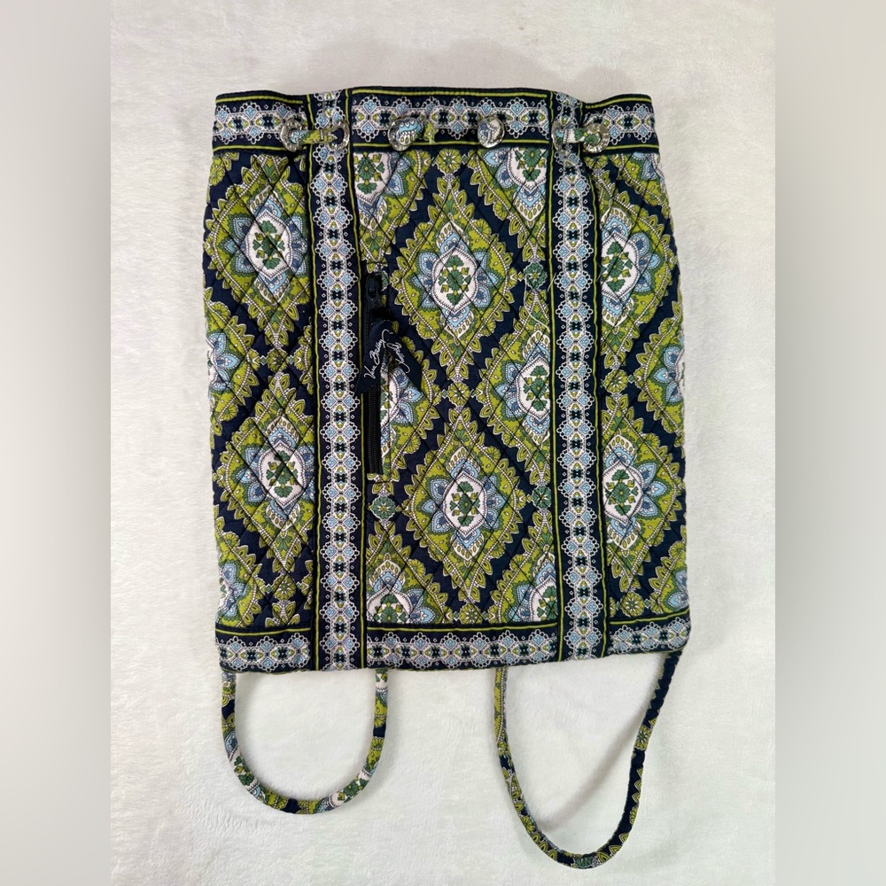 Vera Bradley Drawstring Backpack Backpack Cambridge Blue & Green floral quilted